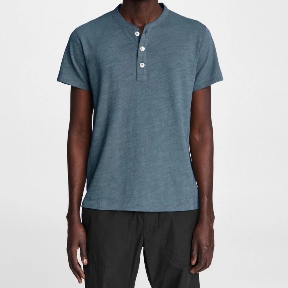 Rag & Bone men's grey short-sleeve crewneck henley size small